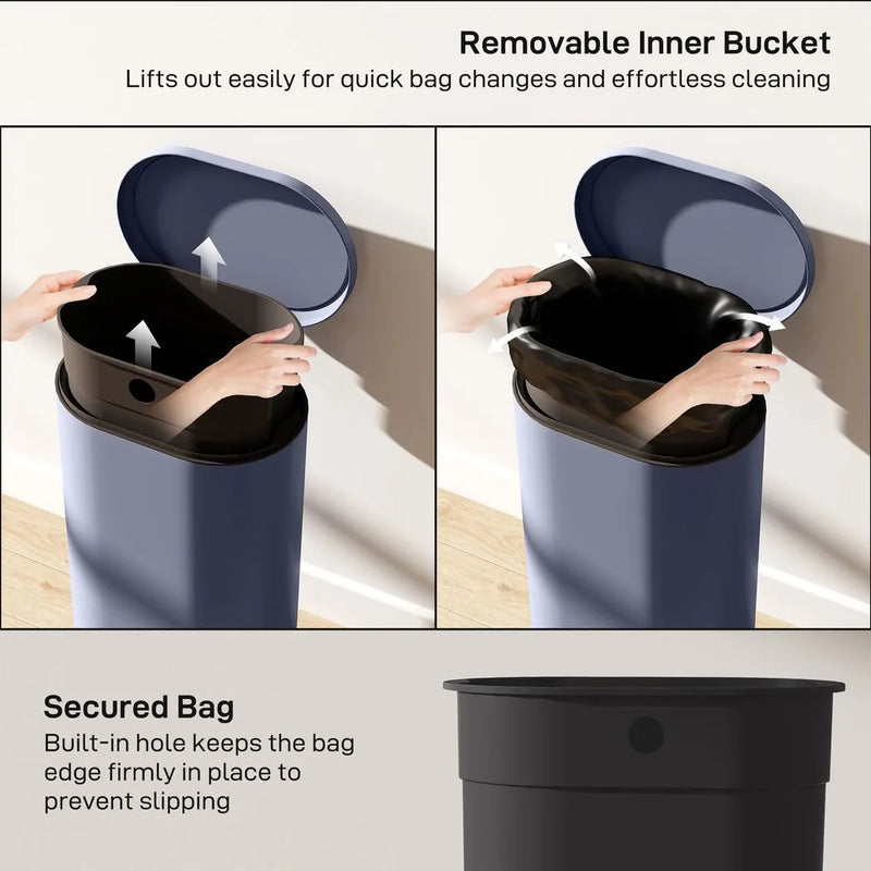 HOMCOM 30 L Modern Curved Kitchen Bin - Grey