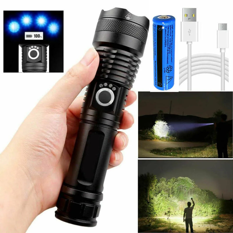 USB Rechargeable LED Flashlight 5-Mode Outdoor Camping Hiking Flashlight (US Logistics For USPS/DHL/Fedex/UPS. No designated logistics accepted，TK/TMEU only For self-pickup）