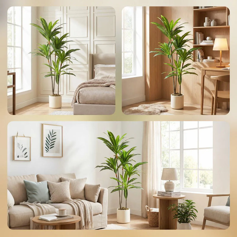 HOMCOM 150cm Lifelike Fake Tree, Artificial Dracaena Tree with Bendable Trunks, Green