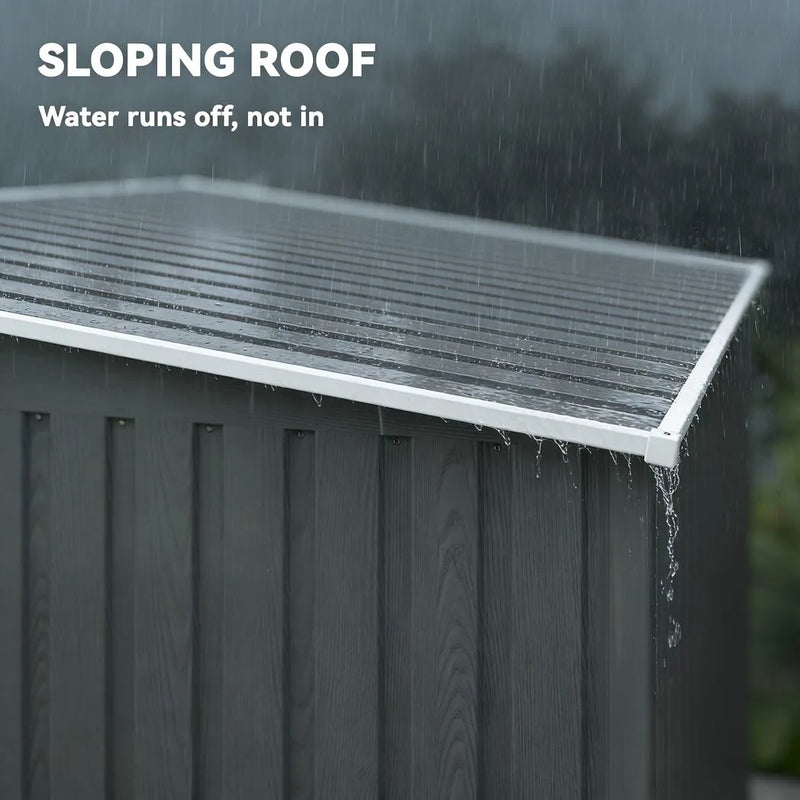 Outsunny 7 x 5ft Galvanised Metal Shed, with Sliding Door - Light Grey