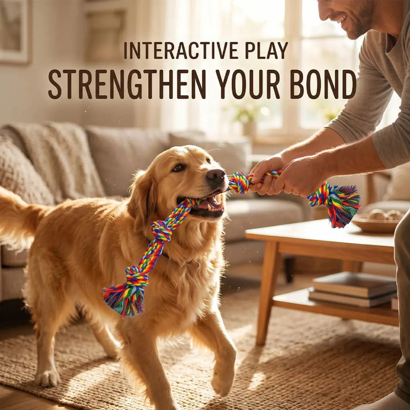 6pc Rainbow Color Dog Rope Toys Set Teeth Cleaning Durable&Long-Lasting Dog Toys