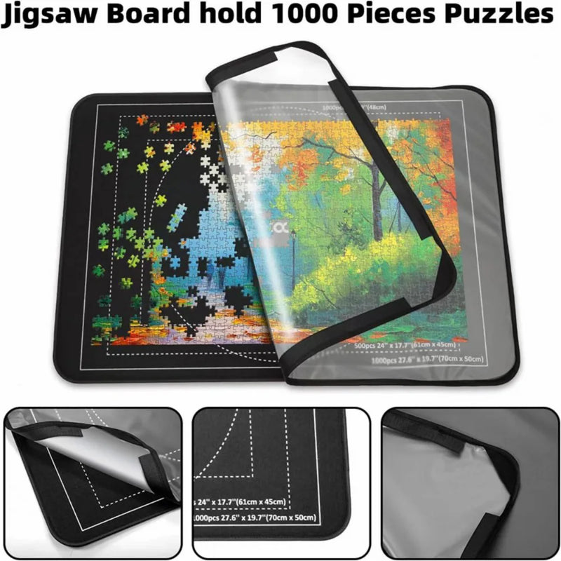 Jigsaw Puzzle Board 1000 Pieces Storage with 6 Sorting Trays And Cover 32"x22"-Black