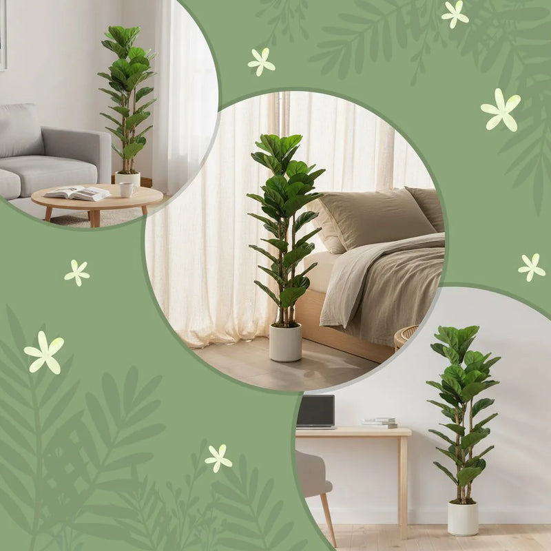 HOMCOM 120cm Artificial Fiddle Leaf Fig Tree - Green