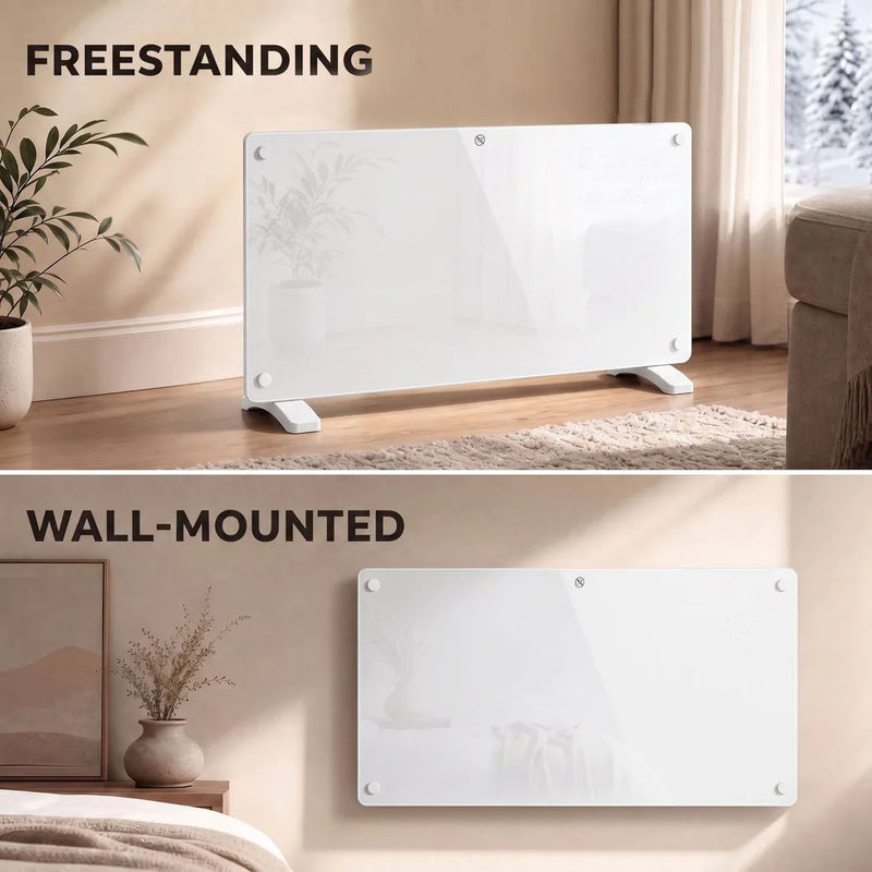HOMCOM Smart Panel Heater Wall Mounted Freestanding, Electric Heater with Weekly Timer, Open Window & Anti-Frost, 2000W, White