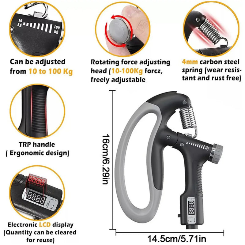 Sport 10-100 kg Hand Grip Strengthener Adjustable Forearm Wrist Finger Trainer~