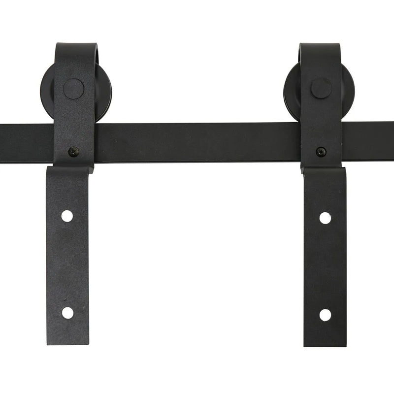 HOMCOM 6.6FT/200cm Sliding Barn Door Hardware Track Kit, 90kg Heavy Duty Carbon Steel Sliding Door Rail for 2 Doors, Black