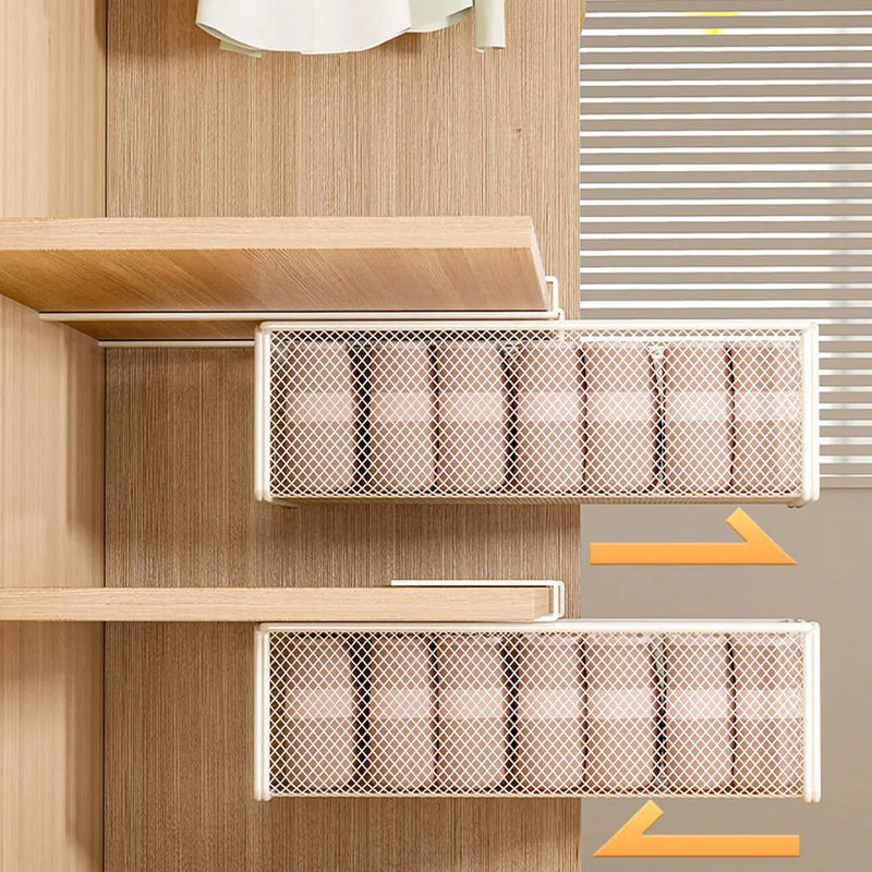 1PC  Pull-Out Wardrobe Storage Basket Hanging Storage Rack Underwear Storage Box-White