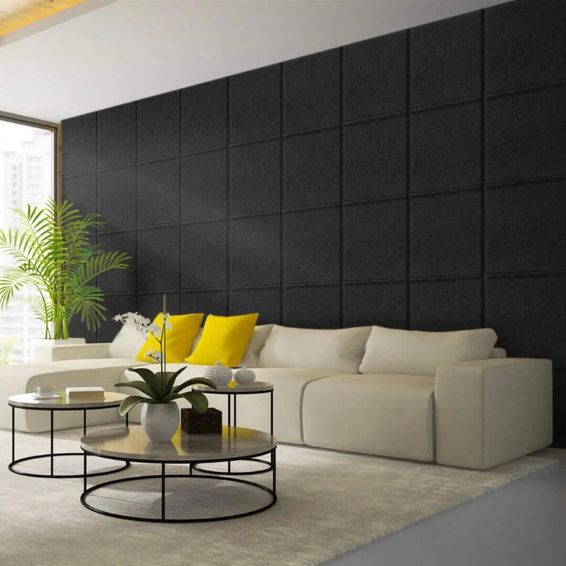 12/24x Acoustic Wall Panel Tiles Studio Sound Proofing Insulation Self Adhesive-Black-24PCS