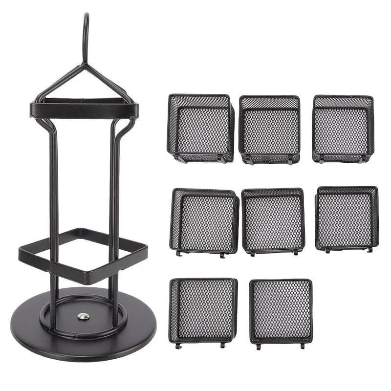Tea Bag Organizer 2 Tier 8 Removable Baskets Up to 96 Teabags Storage Rotating Tea Bag Rack for Kitchen Black 8 Baskets