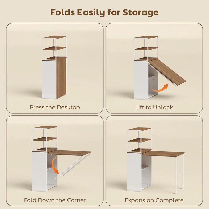 HOMCOM Folding Shelf and Work Table - Natural