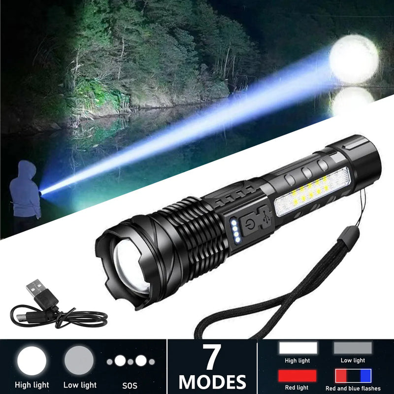 USB Rechargeable LED Flashlight Adjustable Focus Camping Hiking Outdoor Flashlight Work light (US Logistics For USPS/DHL/Fedex/UPS. No designated logistics accepted，TK/TMEU only For self-pickup）