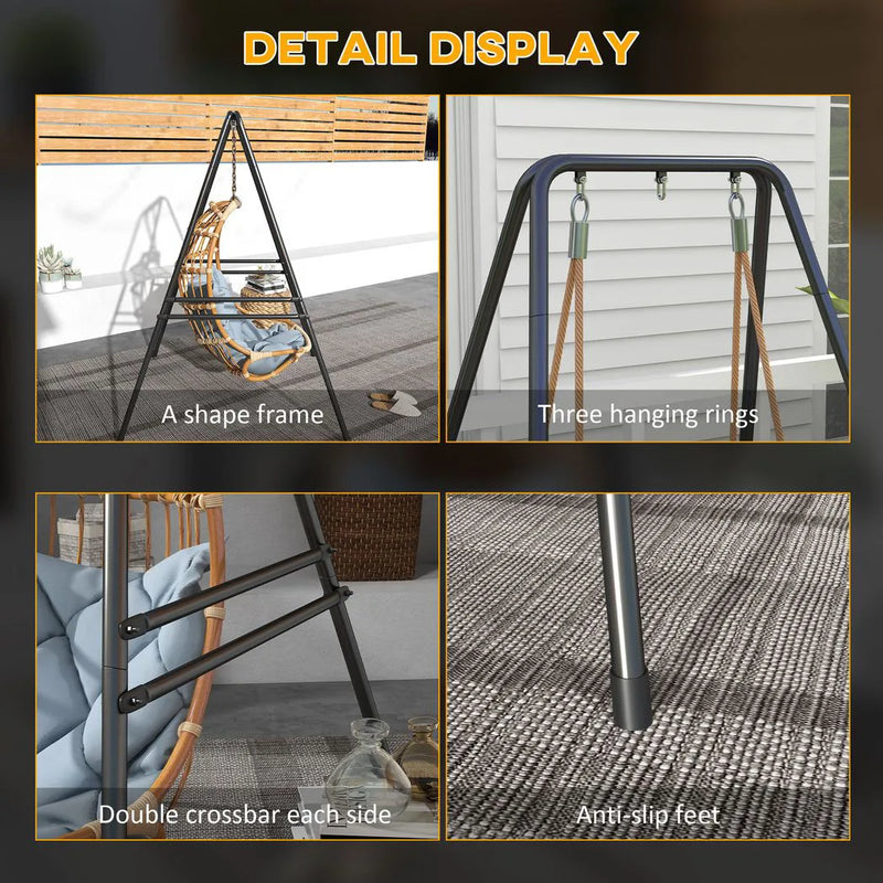 Outsunny Hammock Chair Stand, Hanging Heavy Duty Metal Frame Hammock Stand for Hanging Hammock Air Porch Swing Chair, Egg Chair, Black