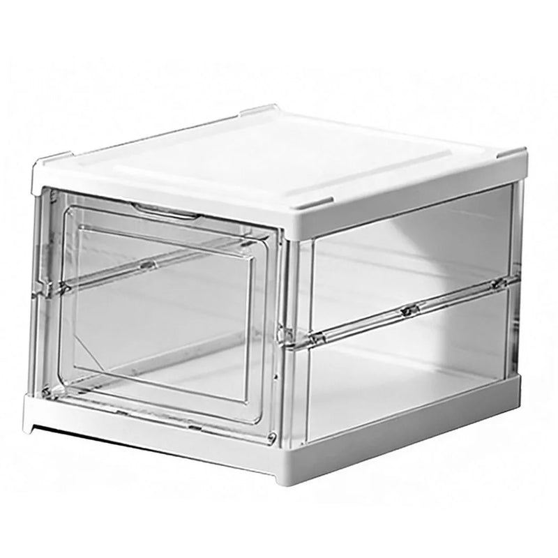 Shoe Storage Box Clear Plastic Stackable Shoe Organizer Space Saving Foldable Shoe Rack Sneaker Container Bin Holder 1 Layer 10.04x13.58x7.68in