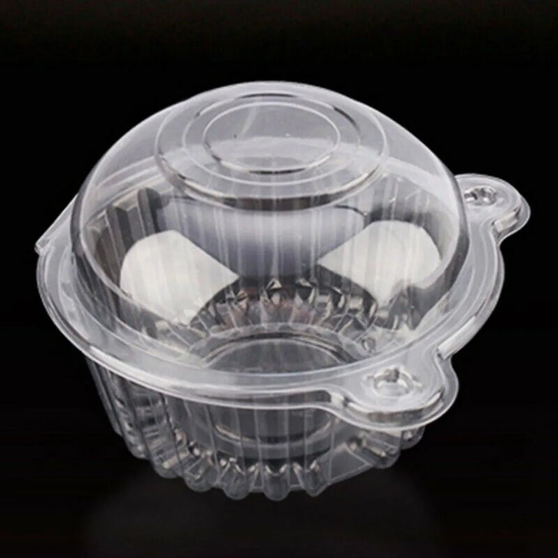 50Pc Plastic Cupcake Muffin Single Cup Cake Holders Boxes Pods Domes Cases Clear