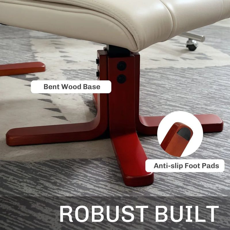 HOMCOM Faux Leather Manual Recliner and Footstool Set - Cream White