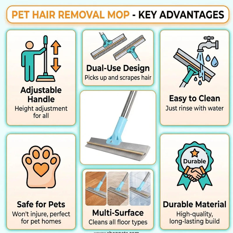 Rubber Broom Pet Hair Brush Set Carpet Cleaner Brush Set Dog Hair Remover Broom-light blue