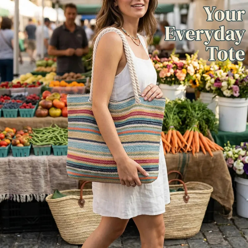 Women Handbag Shoulder bagsNew Summer Large-Capacity Rainbow Shoulder & Tote Bag