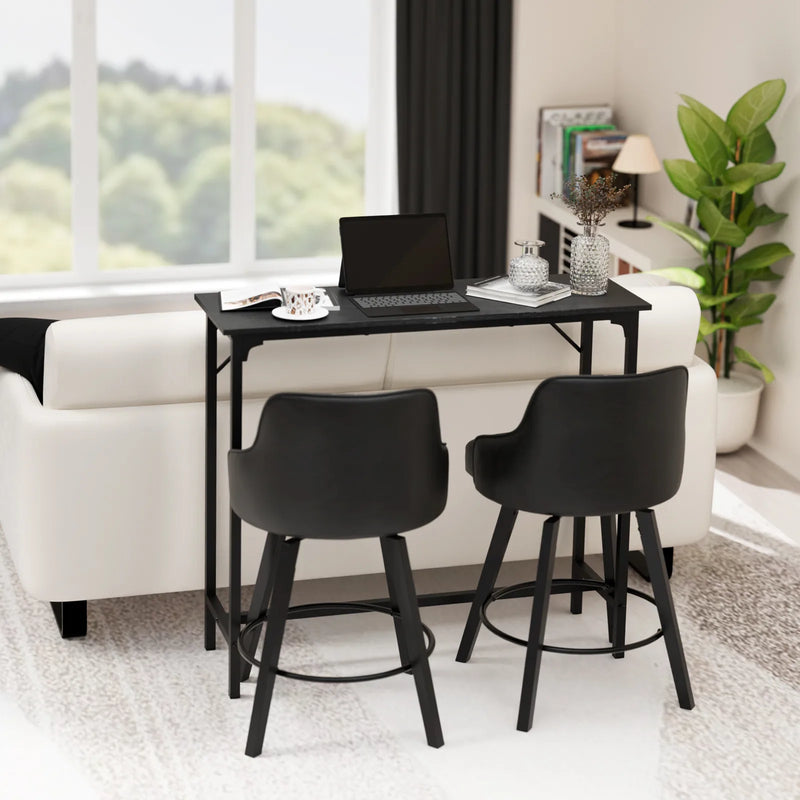 43-Inch Bar Table (Black) - 209 lbs Capacity Pub Height Table with Durable MDF Top & Metal Frame, Ideal for Kitchen/Bar Counte