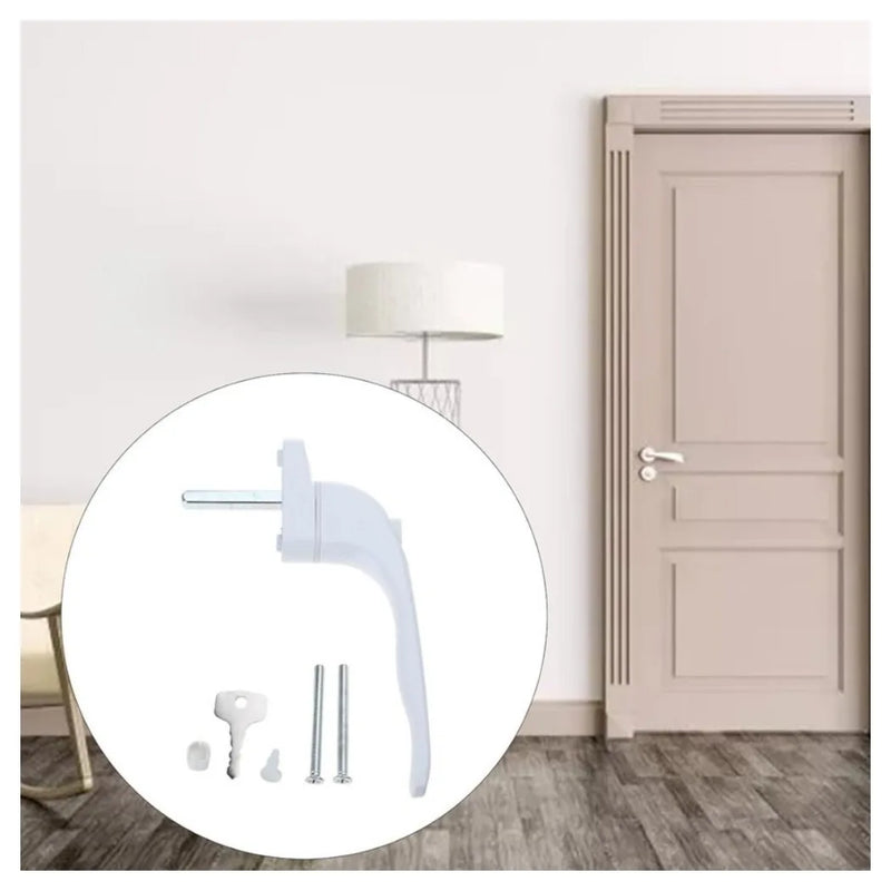 2x uPVC Universal Window Handle Inline Locking Espag Double Glazing White UK