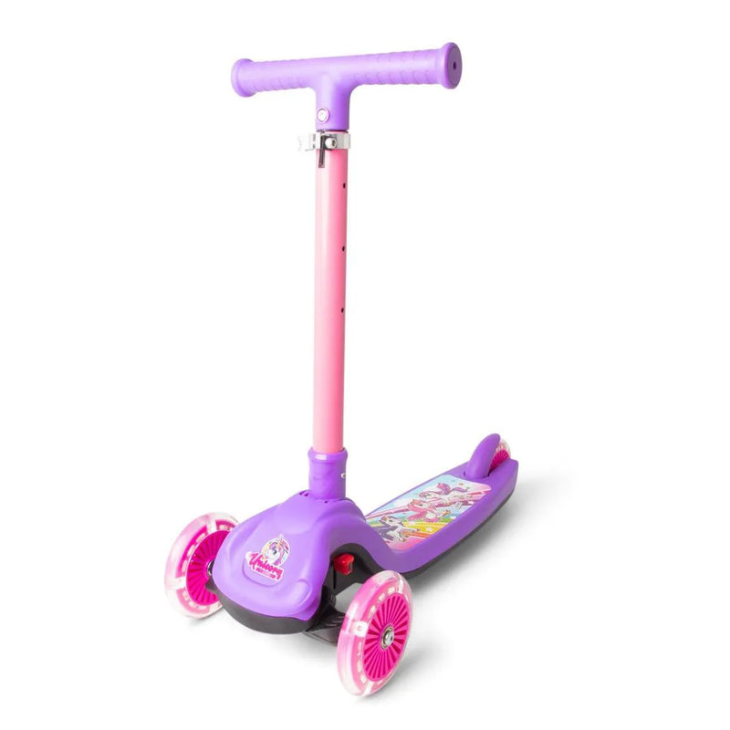 Unicorn Trail Twister Push Scooter With Light Up Wheels Outdoor Game - Purple for Girls