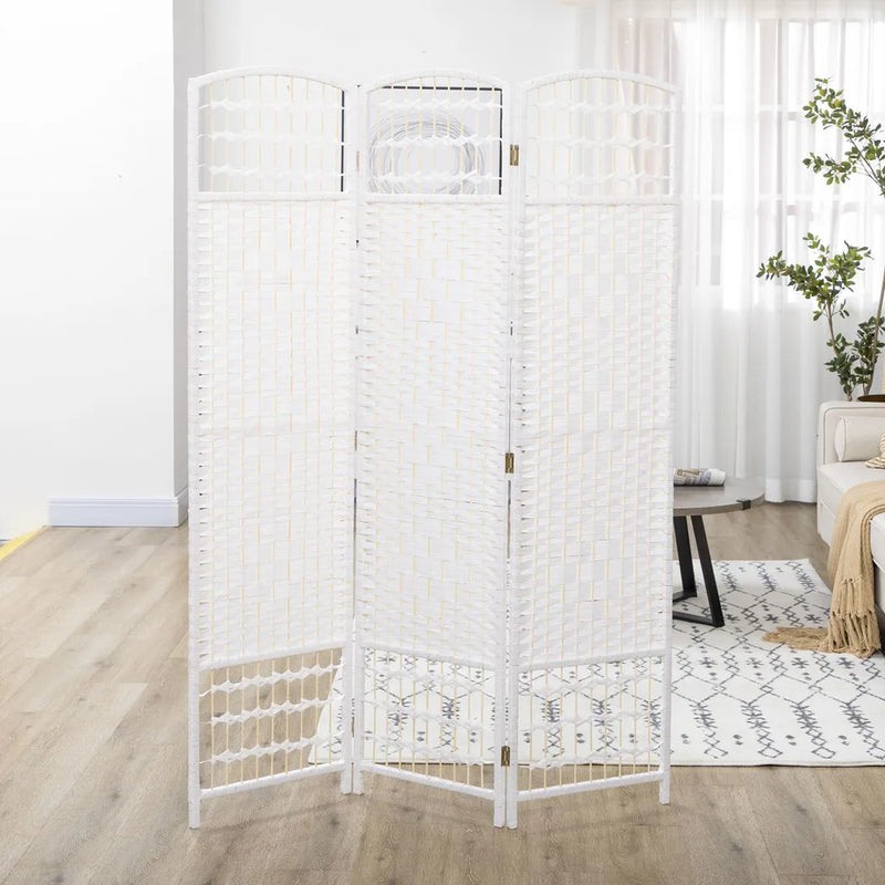 HOMCOM 3 Panel Folding Room Divider, Privacy Screen, Paravent Partition Separator for Living Room, Bedroom, White