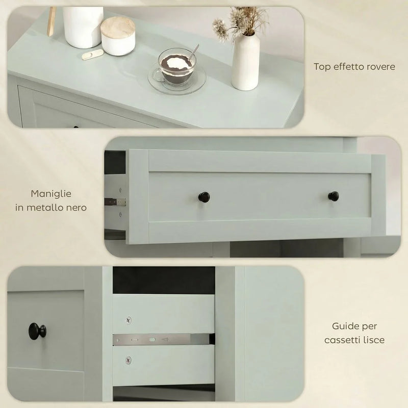HOMCOM Sideboard Storage Cabinet, Modern Kitchen Cupboard with Adjustable Shelf, Drawer and Double Doors, Green