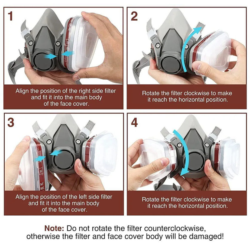 7 in 1Respirator Mask Suit Industry Painting Spray Dust Gas Mask  Respirator Mas