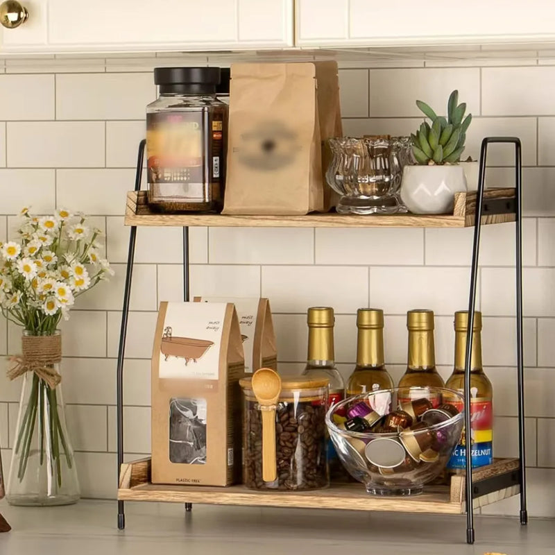 NEW 2 Tier Wooden Shelf Storage Unit Book Plant Stand Bathroom Kitchen Shelving Rack UK-Medium