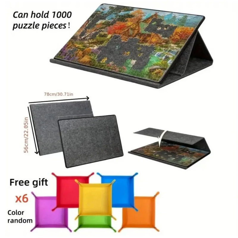 1000Pcs jigsaw Puzzle Board Portable Felt Puzzle Plateau 6 Drawers Puzzle Table