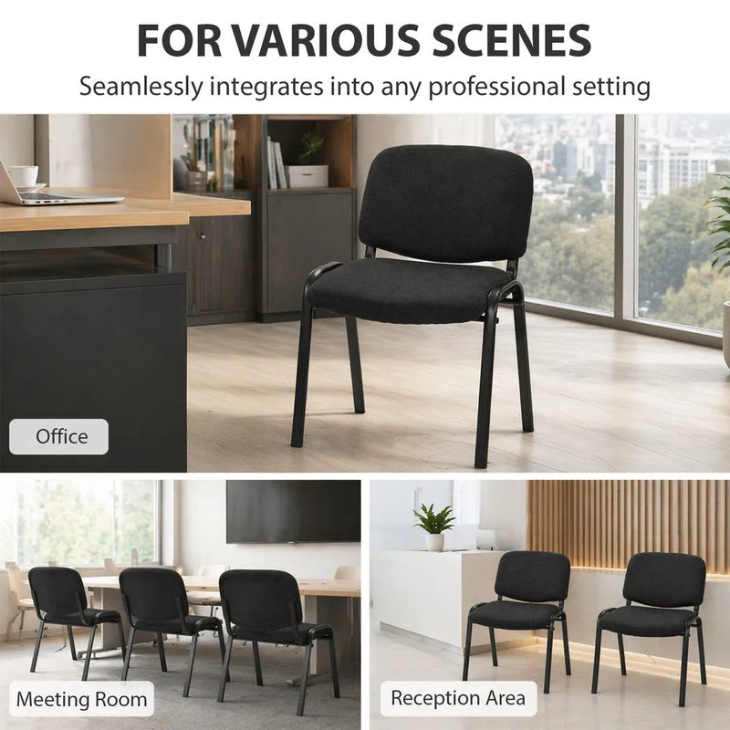 HOMCOM Meeting Chair, Stackable Ergonomic Office Chair with Padded Seat, Curved Backrest for Conference Room, Black