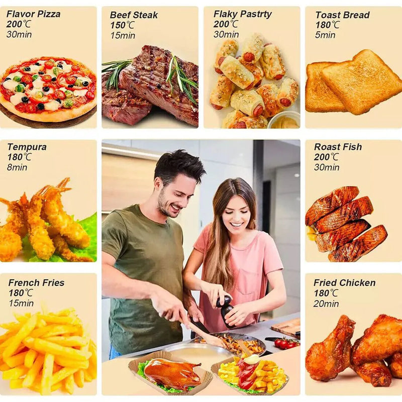 NEW 100*Air Fryer Paper+100*Circular Pad Paper Liners Disposable NonStick Parchment UK