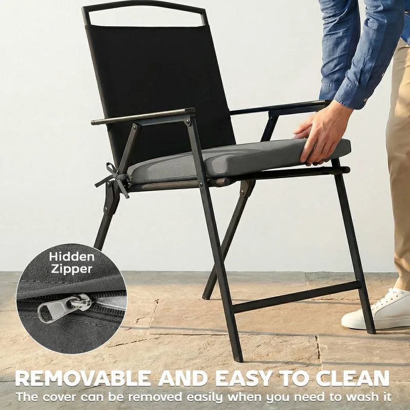 Outsunny Set of 6 Outdoor Seat Cushions with Machine Washable Cover, Water Repellent Seat Cushions Dark Grey