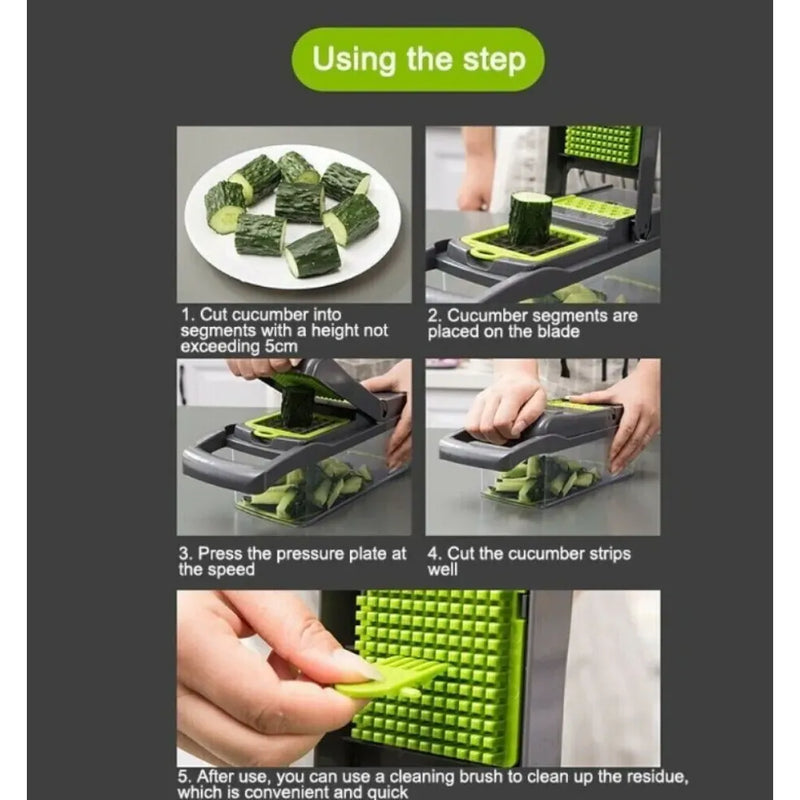 16 in 1 Vegetable Chopper Salad Fruit Mandolin Slicer Food Dicer Cutter Peeler~