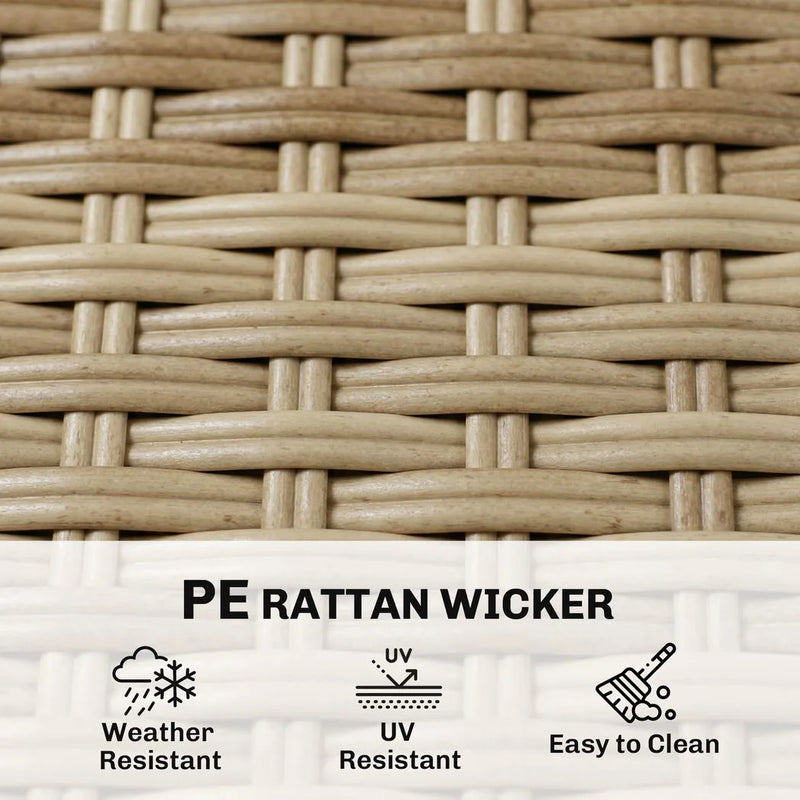 Outsunny 4 Seater Rattan Dining Set with Parasol, 6 Piece Garden Table and Stackable Chairs with Tempered Glass Tabletop
