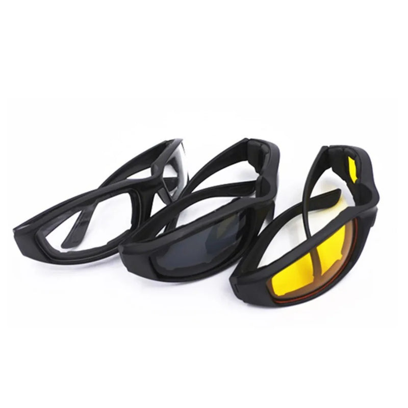 3 Pair Motorcycle Biker Riding Glasses Anti UV Wind Resistant Padded Sunglasses