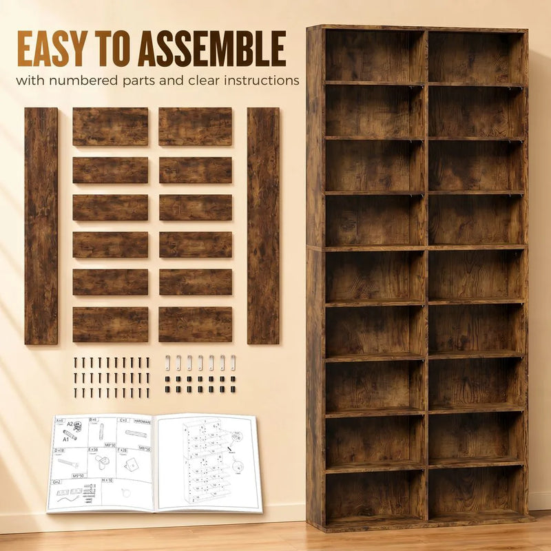 HOMCOM 640 CD Storage Tower - Rustic Brown