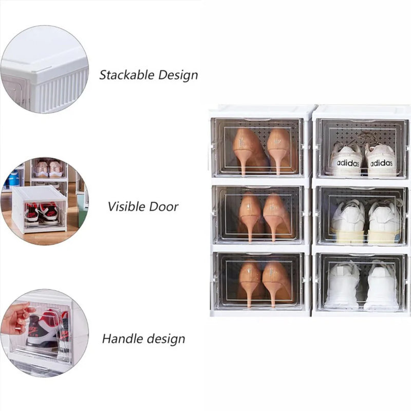 Shoe Box Shoe Storage Organizer Foldable Sneaker Boxes Collapsible Footwear Case