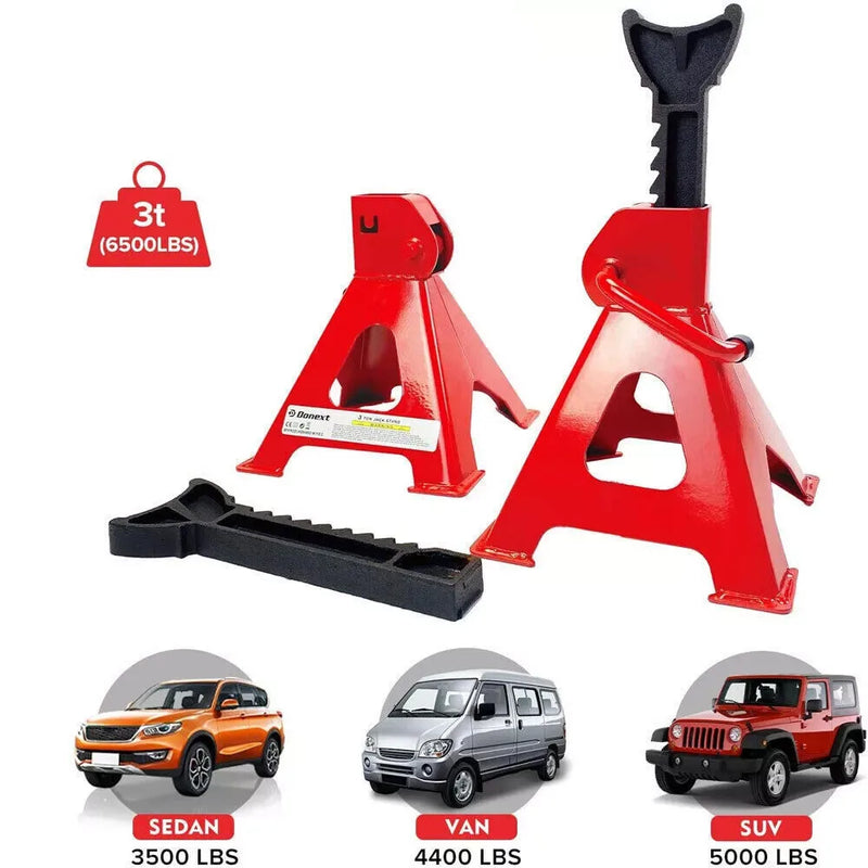 2Pcs 3 Ton Heavy Duty Axle Stands Floor Jack Lifting Capacity Stand Car Caravan
