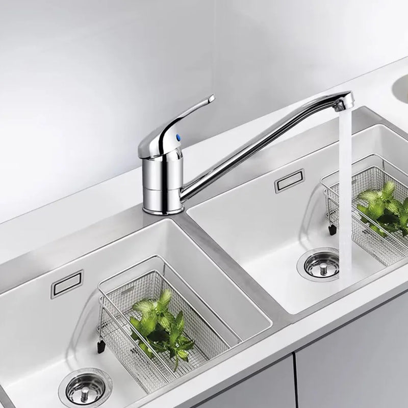 Modern Kitchen Sink Mixer Taps Swivel Spout Single Lever Tap Luna Mono Chrome UK