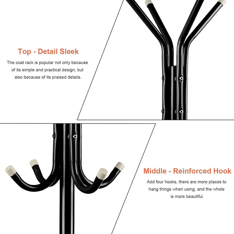 Coat Stand Coat/Hat/Jacket/Umbrella Floor Standing Rack Clothes Hanger  Hooks