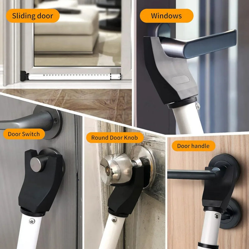 Door Jammer Adjustable Security Bar Patio Door Brace Non Slip Locking Pole Lock