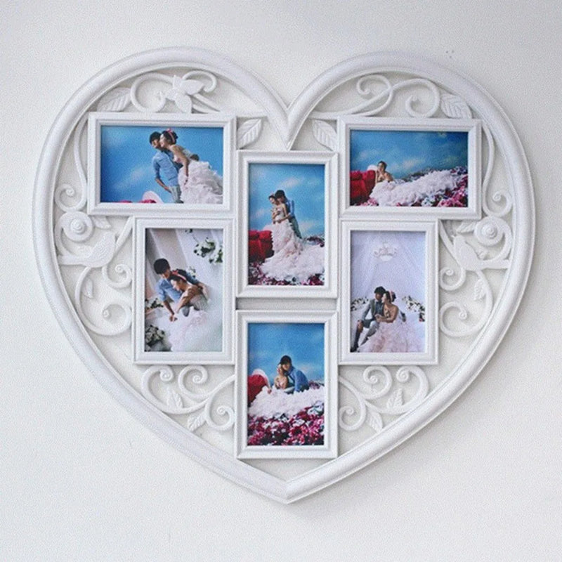 Large Photo Frame White Hanging Heart Shaped Multi Picture Love Frames Gift UK
