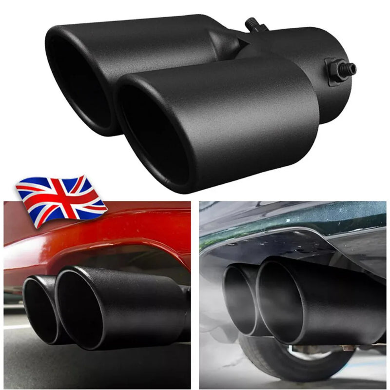 Dual Outlet Exhaust Tip Tail Muffler Tip For 1.4-2.5" Silver Stainless Steel NEW