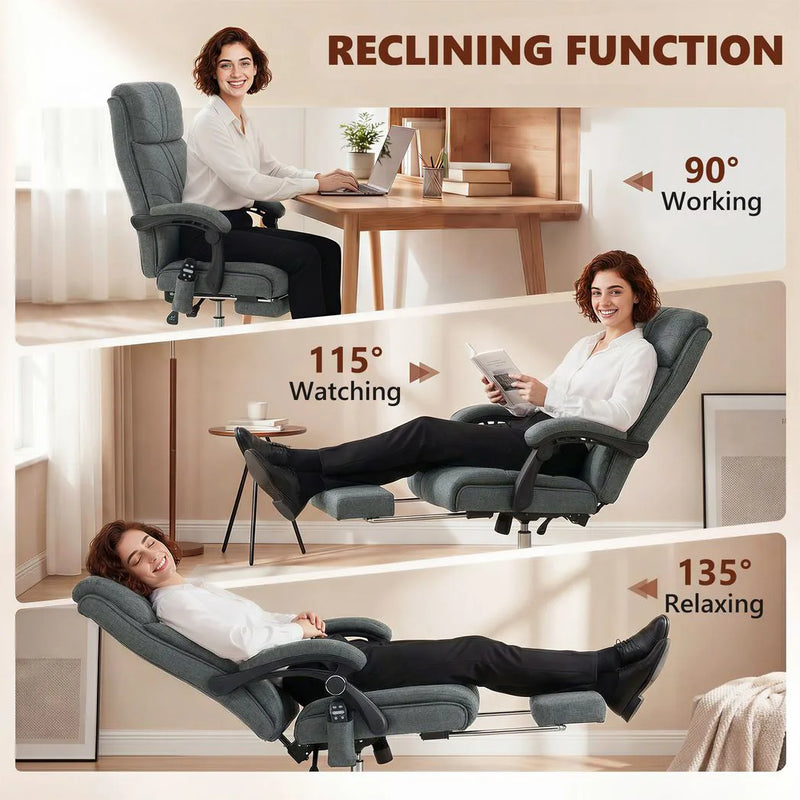 Vinsetto High Back Vibration Massage Office Chair with Footrest, Heated, Grey