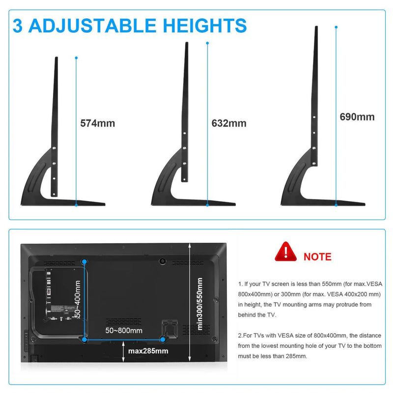27"-65" Universal Table Top TV Stand Base LCD LED VESA Pedestal Mount Bracket UK