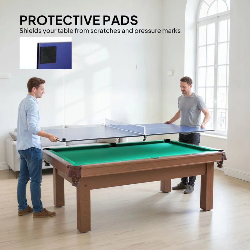SPORTNOW 9 ft Folding Ping Pong Table Top for Billiard Tables, Table Tennis Conversion Top with Net, Foam Padding, Blue