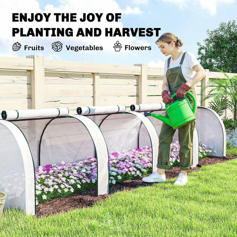 Outsunny 395  x 100 cm Low Tunnel Greenhouse - White