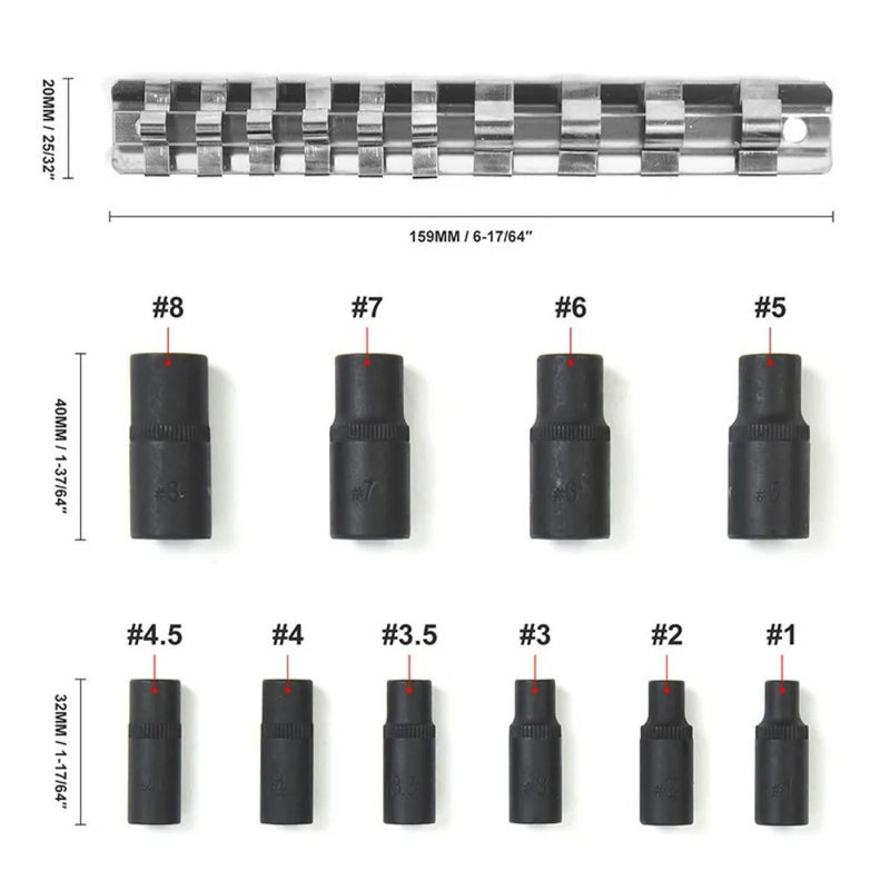 Magnetic Tap Socket Set 10-Piece Tap Holders 1/4" & 3/8" M1.5-M14 CT5615 UK