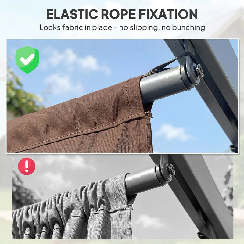 Outsunny Retractable Pergola Cover, 3.5 x 2.6 m Replacement Canopy Fabric for 4 x 3 m Frame, Roof Top Only, Brown