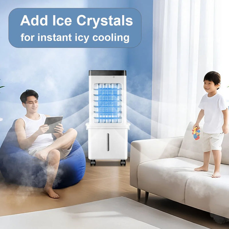Portable Air Cooler, 12L Evaporative Cooling Fan with Remote, 3 Speed Air Conditioner Unit, 7H Timer, 65° Oscillation, Air Cooler with Humidifier for Bedroom, Living Room & Office, Energy Efficient Mobile Air Cooler